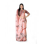 Generic Women's Georgette Floral Printed Saree With Unstitched Blouse 5.5MtrÂ (Peach)