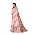Generic Women's Georgette Floral Printed Saree With Unstitched Blouse 5.5MtrÂ (Peach)