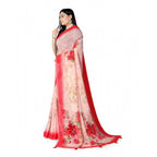 Generic Women's Georgette Floral Printed Saree With Unstitched Blouse 5.5MtrÂ (Red)