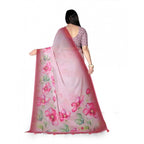 Generic Women's Georgette Floral Printed Saree With Unstitched Blouse 5.5MtrÂ (Rose Pink)