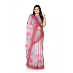 Generic Women's Georgette Floral Printed Saree With Unstitched Blouse 5.5MtrÂ (Rose Pink)