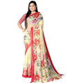  Women's Georgette Floral Printed Saree With Unstitched Blouse 5.5MtrÂ (Yellow)