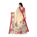 Generic Women's Georgette Floral Printed Saree With Unstitched Blouse 5.5MtrÂ (Yellow)