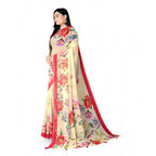 Generic Women's Georgette Floral Printed Saree With Unstitched Blouse 5.5MtrÂ (Yellow)