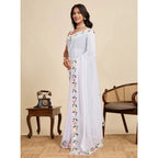 Generic Women's Georgette Printed Saree With Unstitched Blouse 5.5MtrÂ (White)