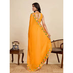 Generic Women's Georgette Printed Saree With Unstitched Blouse 5.5MtrÂ (Yellow)