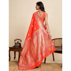 Generic Women's Faux_Banarasi_Silk Woven Saree With Unstitched Blouse 5.5MtrÂ (Coral)