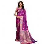 Generic Women's Faux_Banarasi_Silk Woven Saree With Unstitched Blouse 5.5MtrÂ (Magenta)