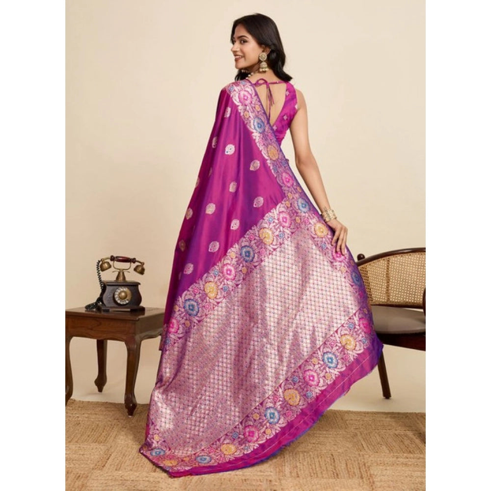 Generic Women's Faux_Banarasi_Silk Woven Saree With Unstitched Blouse 5.5MtrÂ (Magenta)