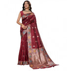 Generic Women's Faux_Banarasi_Silk Woven Saree With Unstitched Blouse 5.5MtrÂ (Maroon)