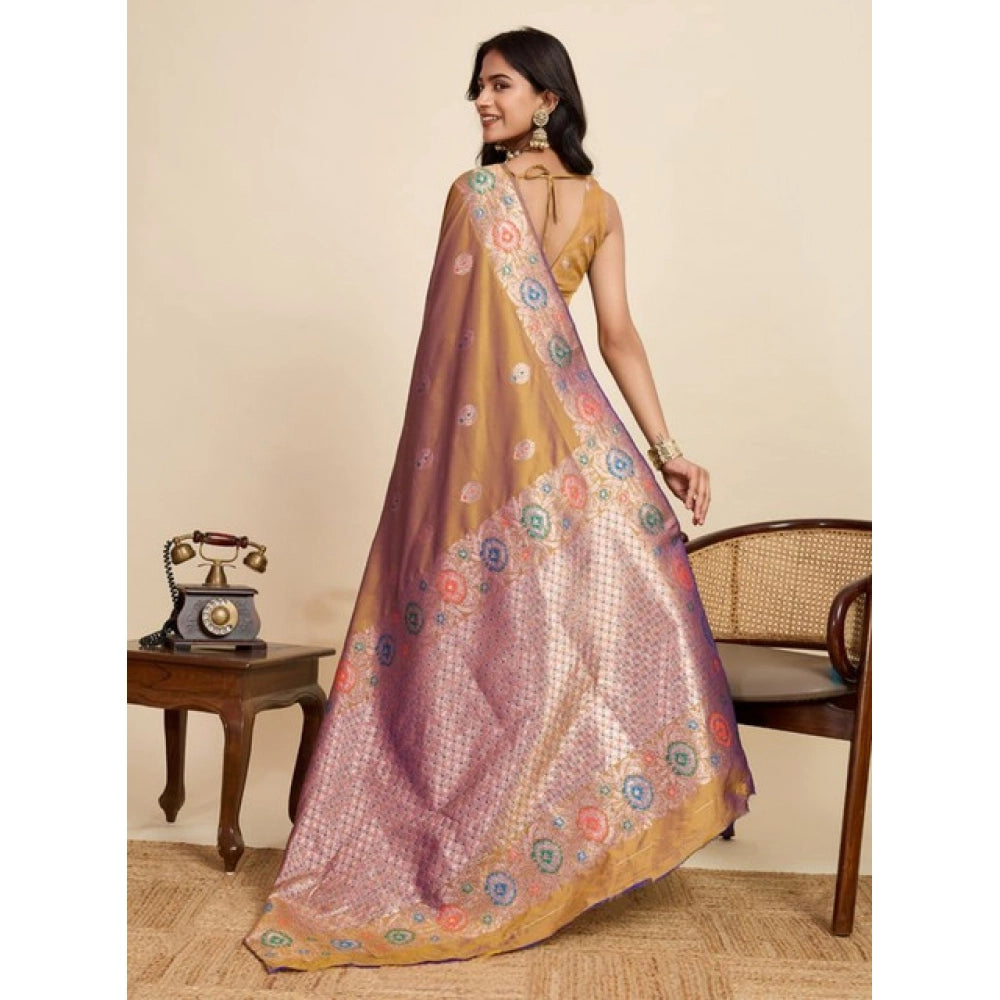 Generic Women's Faux_Banarasi_Silk Woven Saree With Unstitched Blouse 5.5MtrÂ (Mustard)