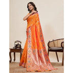 Generic Women's Faux_Banarasi_Silk Woven Saree With Unstitched Blouse 5.5MtrÂ (Orange)