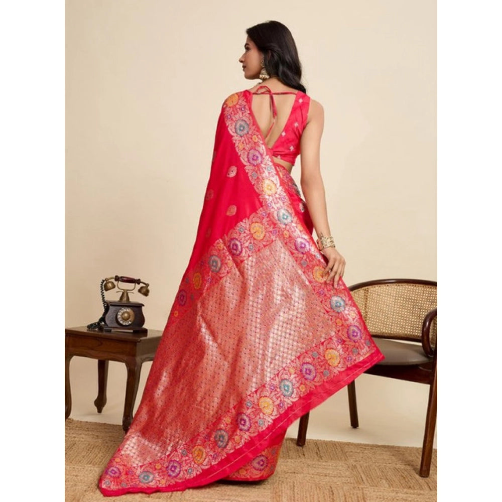 Generic Women's Faux_Banarasi_Silk Woven Saree With Unstitched Blouse 5.5MtrÂ (Red)