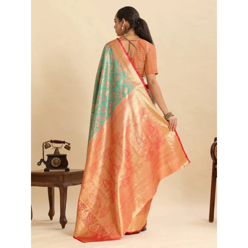 Generic Women's Faux_Banarasi_Silk Woven Saree With Unstitched Blouse 5.5MtrÂ (Green)