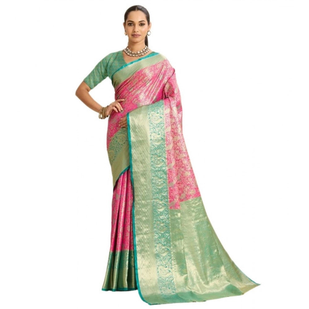 Generic Women's Faux_Banarasi_Silk Woven Saree With Unstitched Blouse 5.5MtrÂ (Pink)