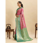 Generic Women's Faux_Banarasi_Silk Woven Saree With Unstitched Blouse 5.5MtrÂ (Pink)