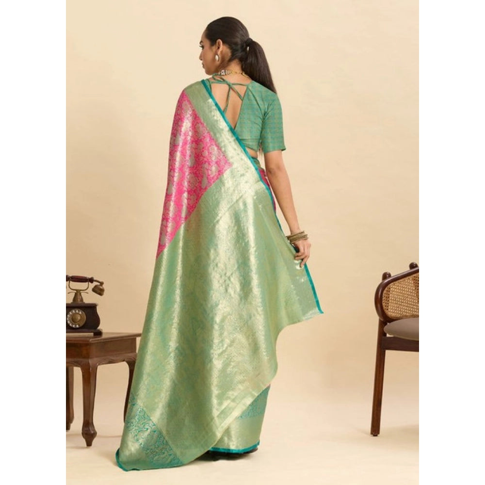 Generic Women's Faux_Banarasi_Silk Woven Saree With Unstitched Blouse 5.5MtrÂ (Pink)