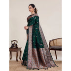 Generic Women's Jacquard Woven Saree With Unstitched Blouse 5.5MtrÂ (Green)