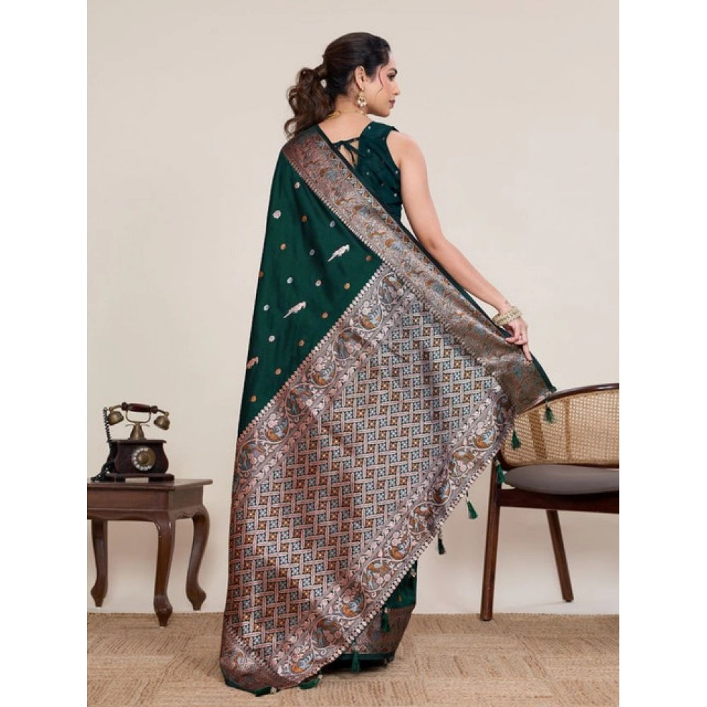 Generic Women's Jacquard Woven Saree With Unstitched Blouse 5.5MtrÂ (Green)
