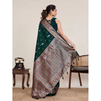 Generic Women's Jacquard Woven Saree With Unstitched Blouse 5.5MtrÂ (Green)