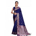 Generic Women's Jacquard Woven Saree With Unstitched Blouse 5.5MtrÂ (Navy)