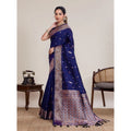  Women's Jacquard Woven Saree With Unstitched Blouse 5.5MtrÂ (Navy)