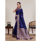 Generic Women's Jacquard Woven Saree With Unstitched Blouse 5.5MtrÂ (Navy)