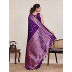 Generic Women's Jacquard Woven Saree With Unstitched Blouse 5.5MtrÂ (Purple)