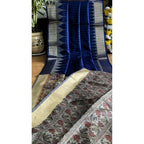 Generic Women's Tussar Silk Madhubani Saree With Unstitched Blouse 5.5MtrÂ (Blue)