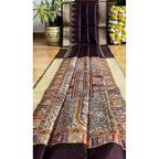 Generic Women's Tussar Silk Madhubani Saree With Unstitched Blouse 5.5MtrÂ (Coffee)