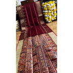 Generic Women's Tussar Silk Madhubani Saree With Unstitched Blouse 5.5MtrÂ (Maroon)