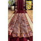 Generic Women's Tussar Silk Madhubani Saree With Unstitched Blouse 5.5MtrÂ (Maroon)