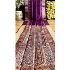 Generic Women's Tussar Silk Madhubani Saree With Unstitched Blouse 5.5MtrÂ (Purple)