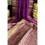 Generic Women's Tussar Silk Madhubani Saree With Unstitched Blouse 5.5MtrÂ (Purple)