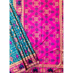 Generic Women's Patola Silk Meena And Zari Woven Saree With Unstitched Blouse 5.5MtrÂ (Blue)