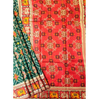 Generic Women's Patola Silk Meena And Zari Woven Saree With Unstitched Blouse 5.5MtrÂ (Green)