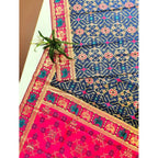 Generic Women's Patola Silk Meena And Zari Woven Saree With Unstitched Blouse 5.5MtrÂ (Navy)