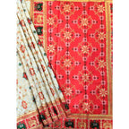 Generic Women's Patola Silk Meena And Zari Woven Saree With Unstitched Blouse 5.5MtrÂ (White)