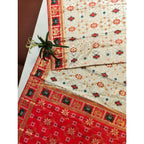 Generic Women's Patola Silk Meena And Zari Woven Saree With Unstitched Blouse 5.5MtrÂ (White)