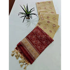 Generic Women's Raw Silk Ikkat Saree With Unstitched Blouse 5.5MtrÂ (Beige)