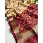 Generic Women's Raw Silk Ikkat Saree With Unstitched Blouse 5.5MtrÂ (Beige)