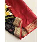 Generic Women's Raw Silk Ikkat Saree With Unstitched Blouse 5.5MtrÂ (Black)