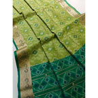 Generic Women's Raw Silk Ikkat Saree With Unstitched Blouse 5.5MtrÂ (Green)