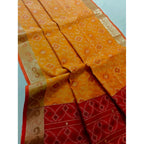 Generic Women's Raw Silk Ikkat Saree With Unstitched Blouse 5.5MtrÂ (Mustard)