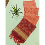 Generic Women's Raw Silk Ikkat Saree With Unstitched Blouse 5.5MtrÂ (Peach)