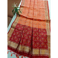 Women's Raw Silk Ikkat Saree With Unstitched Blouse 5.5MtrÂ (Peach)