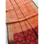 Generic Women's Raw Silk Ikkat Saree With Unstitched Blouse 5.5MtrÂ (Peach)
