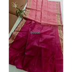 Generic Women's Raw Silk Ikkat Saree With Unstitched Blouse 5.5MtrÂ (Pink)