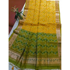 Generic Women's Raw Silk Ikkat Saree With Unstitched Blouse 5.5MtrÂ (Yellow)