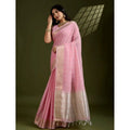  Women's Tissue Checks_With_Buttis Saree With Unstitched Blouse 5.5MtrÂ (Light_Pink)
